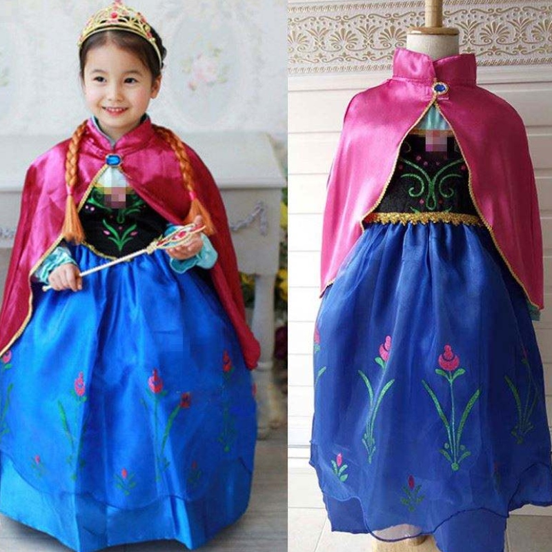 Girls Elsa Anna Dress Cartoon Cosplay Snow Queen Princess Dresses Elsa Toddler Children Clothing Dresses For Girls