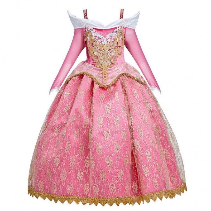 Meisje luxe Deluxe Sleeping Beauty Halloween Princess Costume Party Aurora Kleed Kids Red Layered Christmas Pageant Ball Jurk