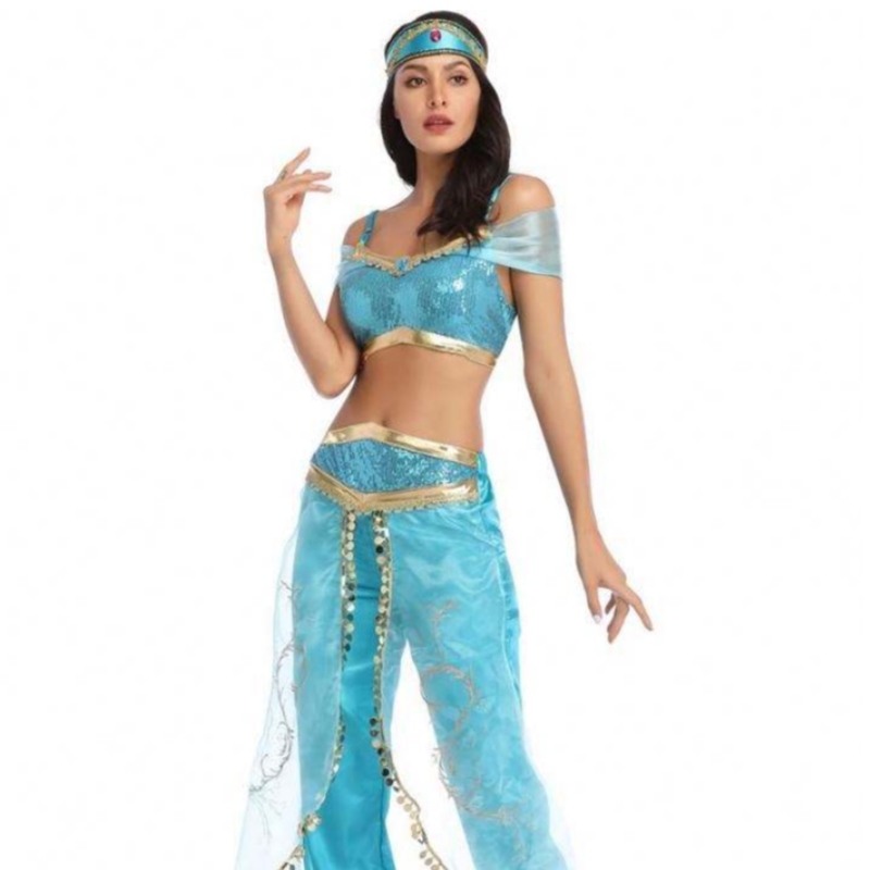 Groothandel sexy jasmine aladdin broek vrouwen kostuum prinses kostuum volwassen Arabische buikdanseres kostuum prinses jasmine cosplay