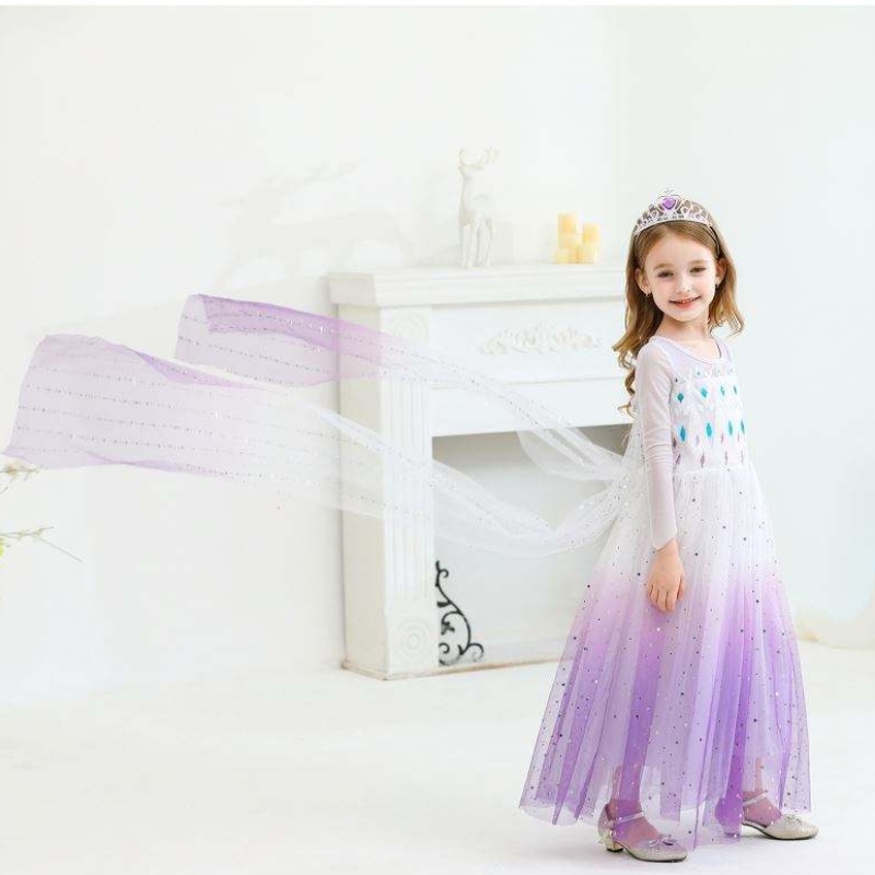 Nieuw meisje prinses Elsa Dress Kids Summer Jurk voor meisjes paarse Elsa-jurk voor kinderen 2-10 jaar