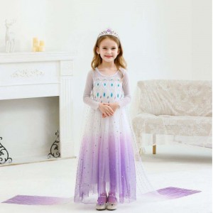 Nieuw meisje prinses Elsa Dress Kids Summer Jurk voor meisjes paarse Elsa-jurk voor kinderen 2-10 jaar