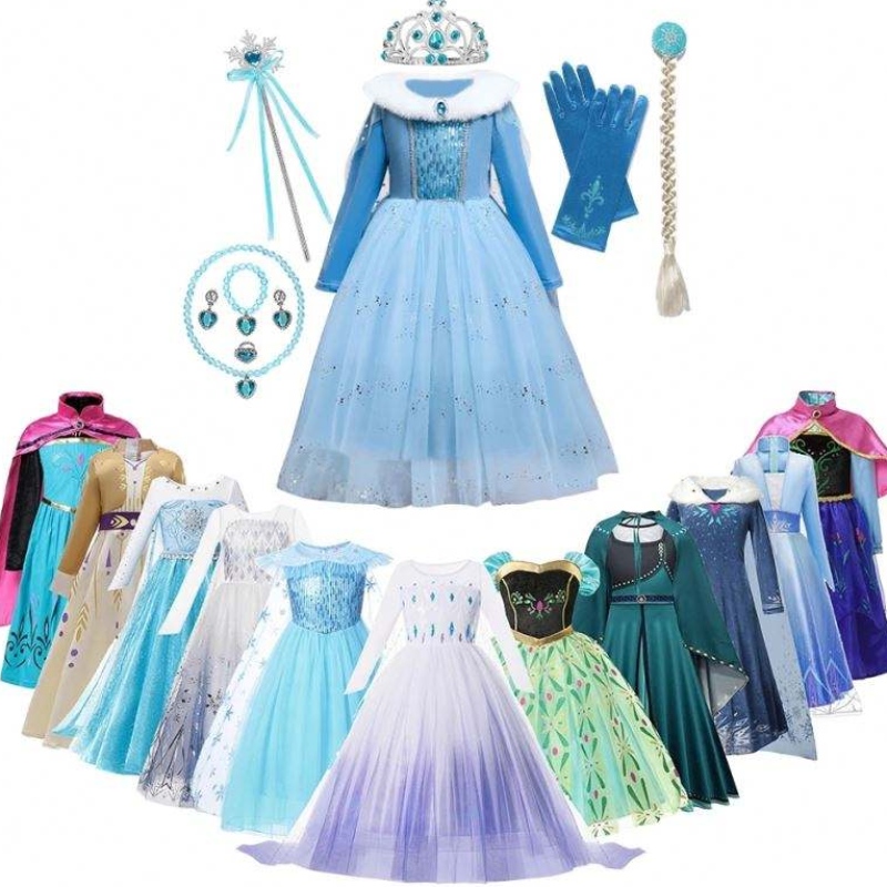Anna Elsa Princess Costumes For Kids Halloween Christmas Party Cosplay Snow Queen Fancy Dresses Girls Snowflake Prom Jurk