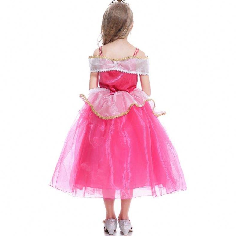 Meisjes aurora prinses jurk lange mouwen uit schouder kanten gewaad kinderen helloween/christmas cadeau fancy feest outfits