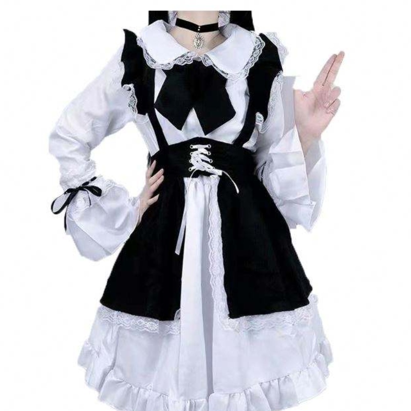 Dames Maid Outfit Anime Dress Black -en Witte schort Jurk Lolita Dresses Men Cafe Costume Cosplay Kostuum