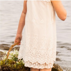 Zomer borduurwerk meisje kanten jurk leeftijd 2-12 prinses jurken bruidsmeisje feest bloemenmeisjes jurk