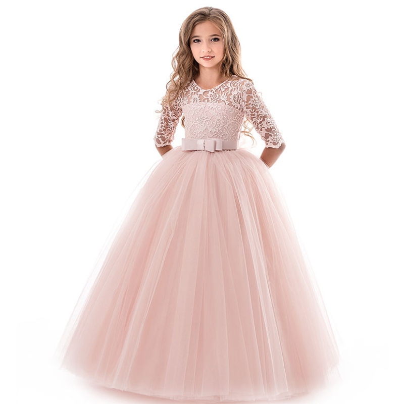 Tienermeisjes kleden zomerkinderen \\ 's kledingfeest elegante prinses lange tule babymeisjes kinderen kanten huwelijksceremonie jurken