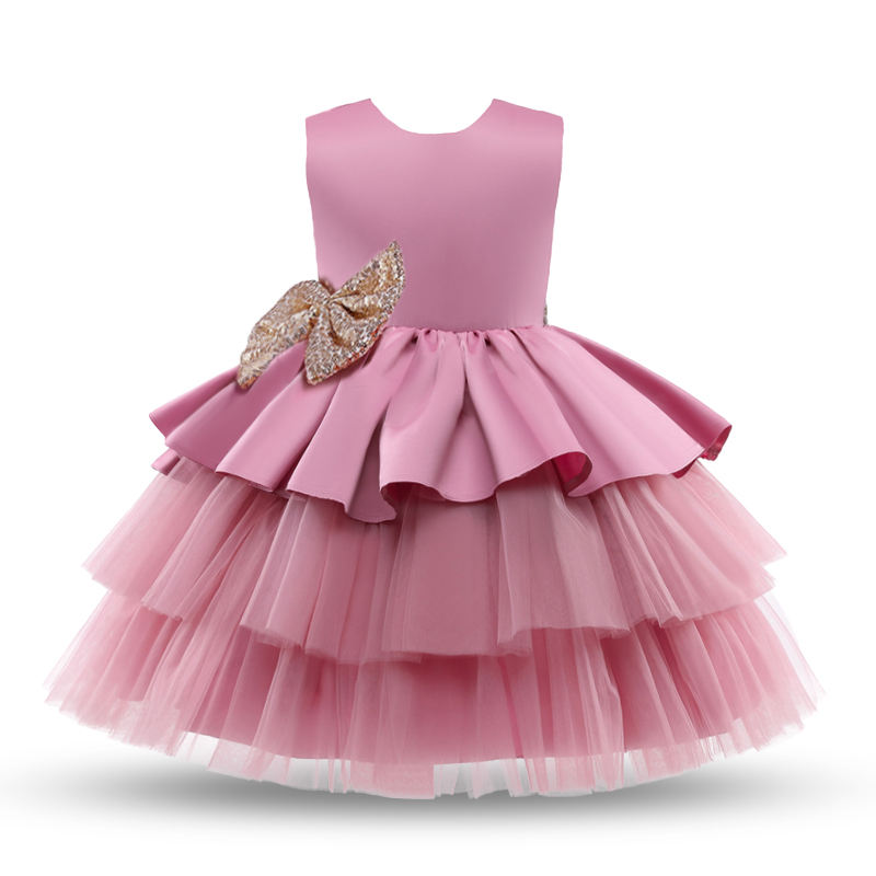 Peuter Baby Girl Ball Jurk trouwjurk Big Bow Doop Doop Jurk Eerste jaar Verjaardagsfeestje Evening Bridal Baby Tutu Fluffy Clede