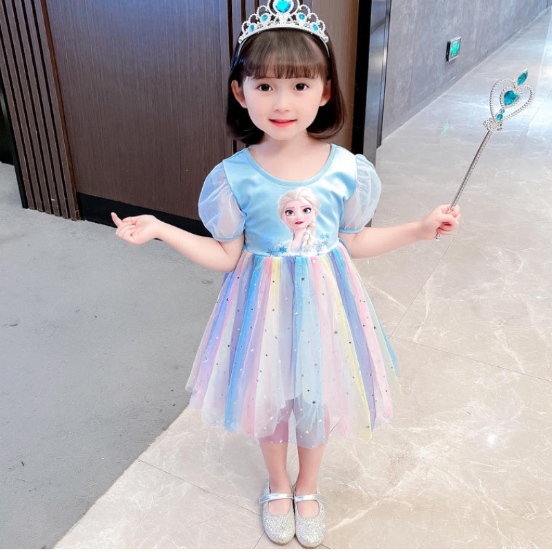 Elsa Princess Dress Tieners Spring en herfstkleding Kinderen 's Birthday Party Girl Cosplay kostuumjurken