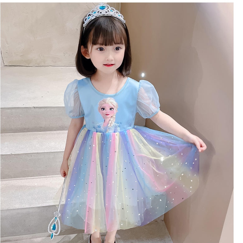 Elsa Princess Dress Tieners Spring en herfstkleding Kinderen 's Birthday Party Girl Cosplay kostuumjurken