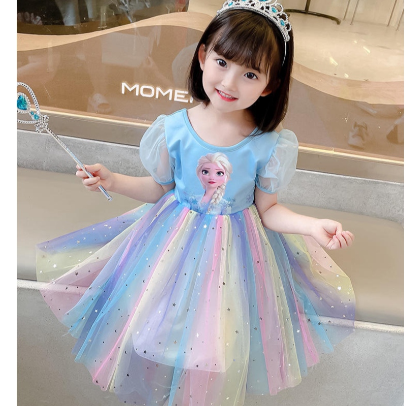 Elsa Princess Dress Tieners Spring en herfstkleding Kinderen 's Birthday Party Girl Cosplay kostuumjurken