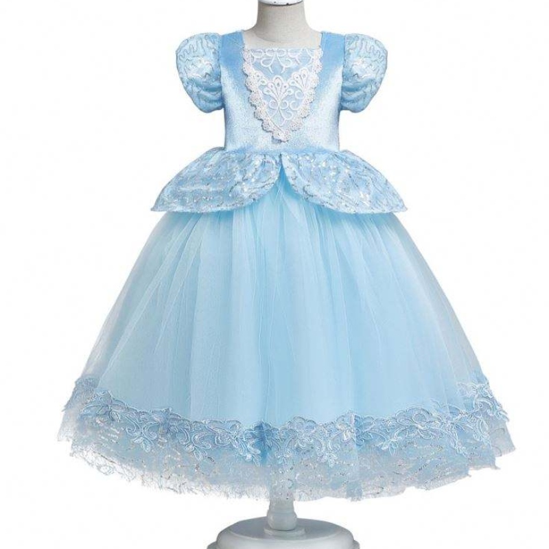 Blue Princess Dress For Girls Halloween Party Cosplay Kostuum Kids Princess Kleine Up