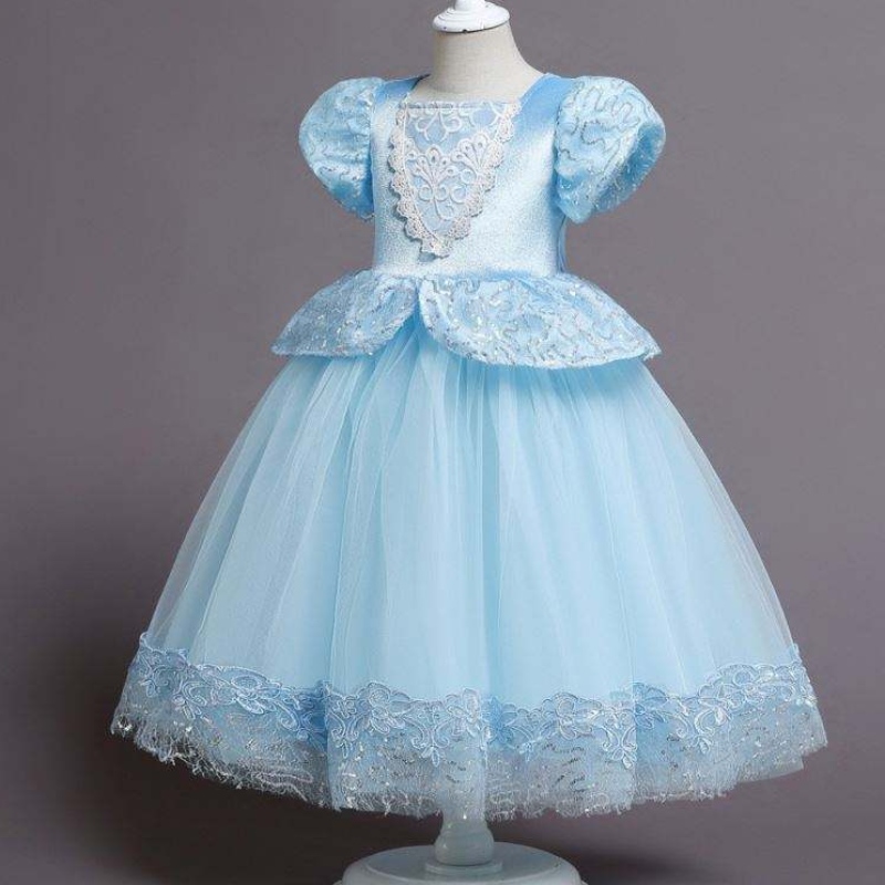 Blue Princess Dress For Girls Halloween Party Cosplay Kostuum Kids Princess Kleine Up