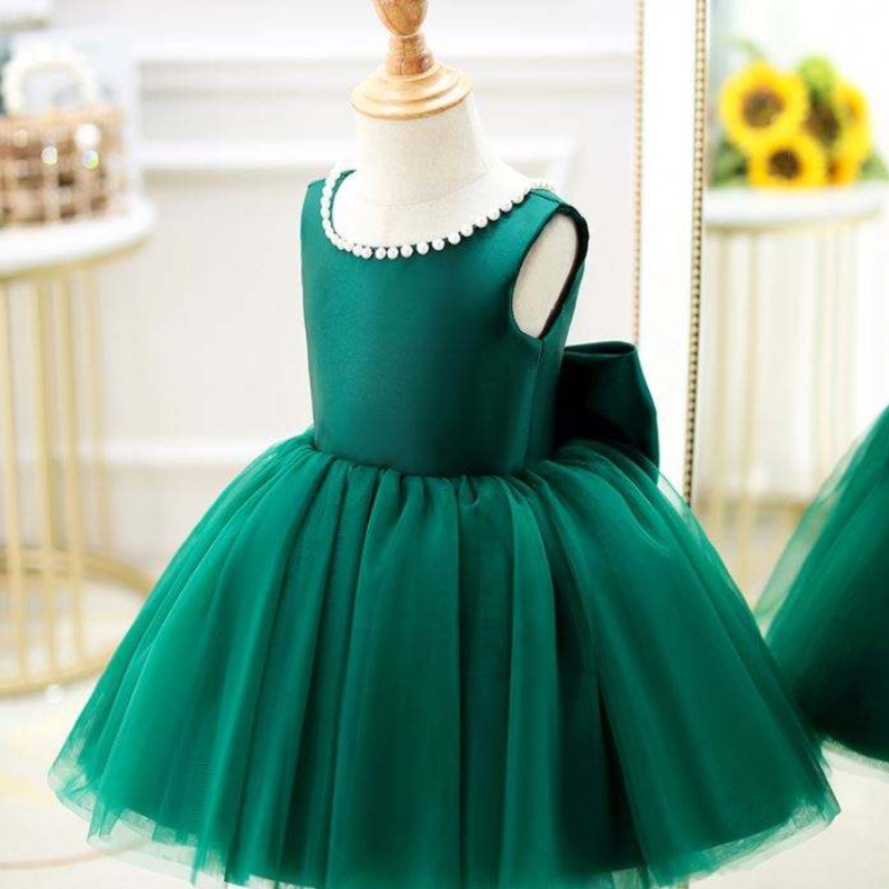 Baige Toddler Princess Flower V Back Beading Dress Baby Girls Birthday Wedding Feestjurken