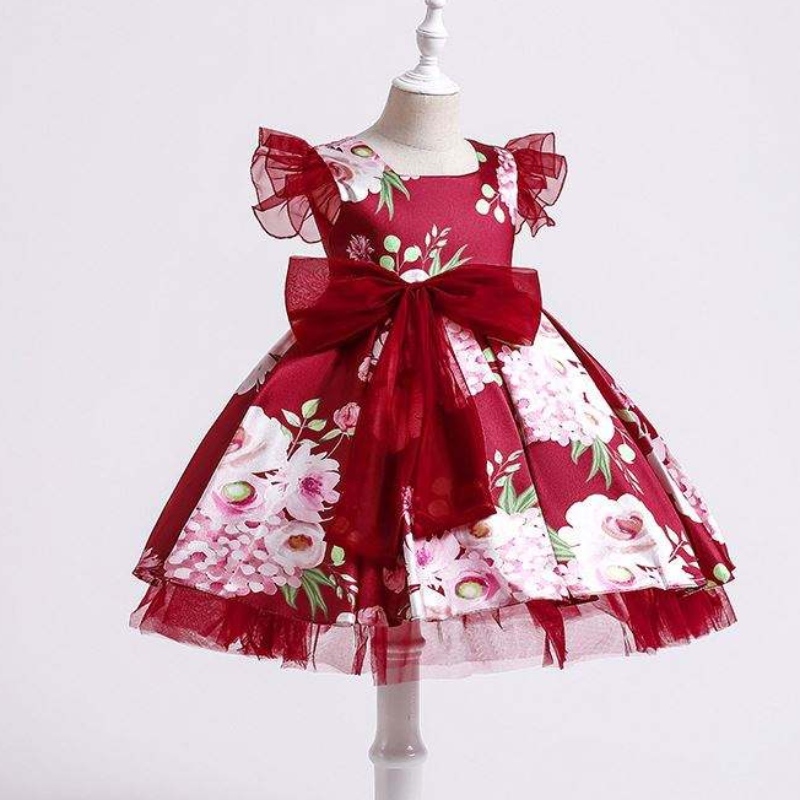 Baige kinderen feestkinderen jurken babymeisje printen bruiloft japon gastvrouw prinsesjurk xh82028