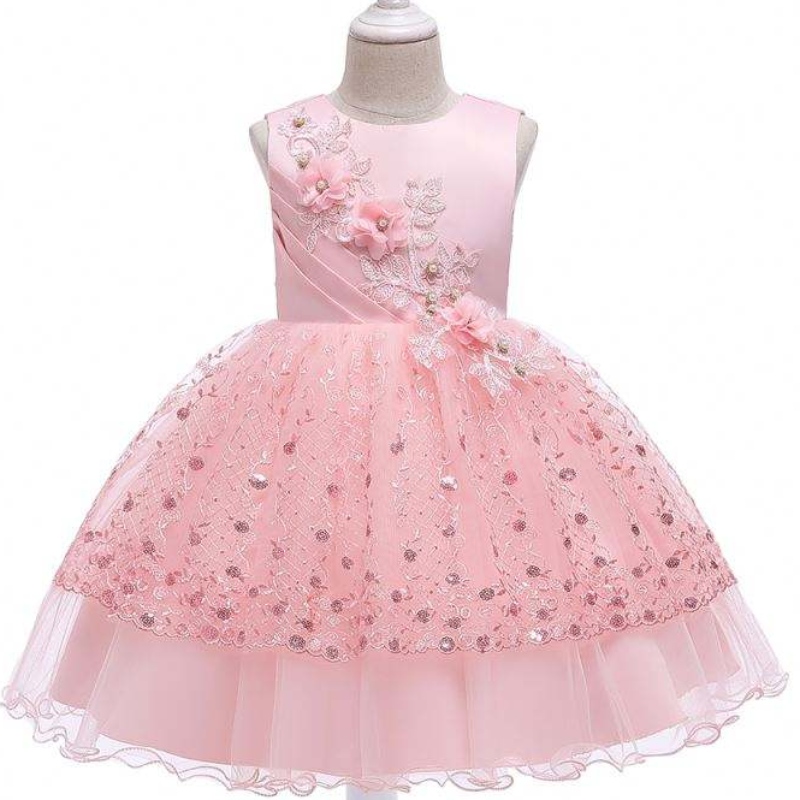 2020 Kinderen Kleding Stock Baby Girl Kids Frock Design Flower Baby Meisje Verjaardagsfeestjurk L5201