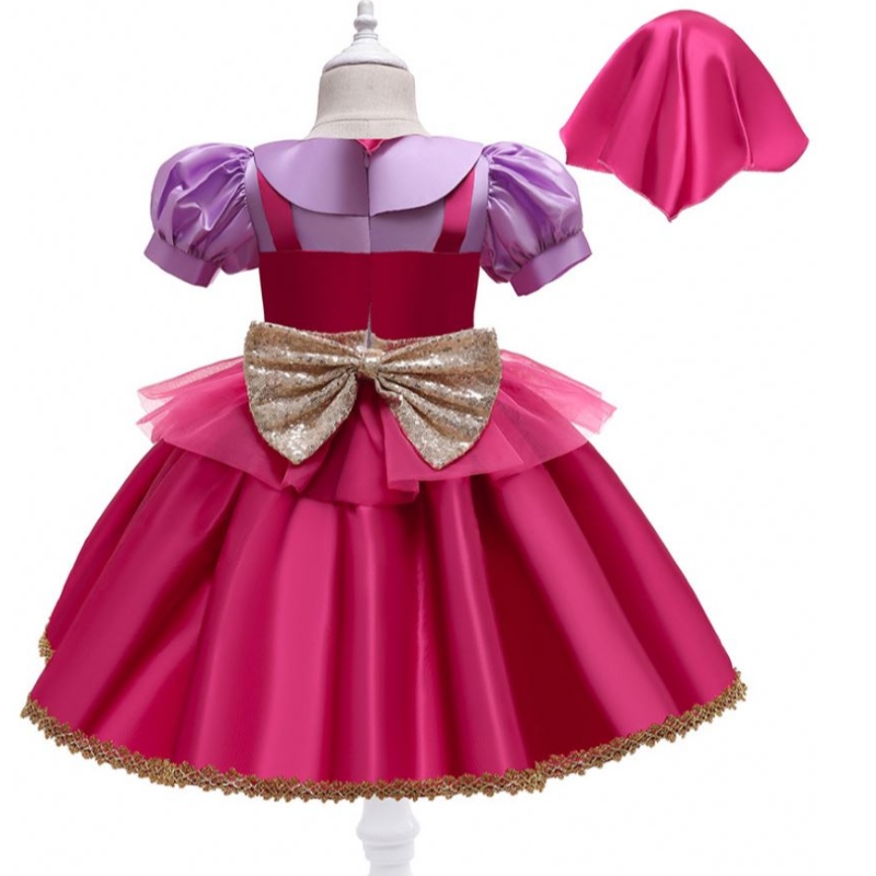 Baige Rose Red Riding Hood Kostuum Flower Girl Feestjurk met gratis hoofdband D0702