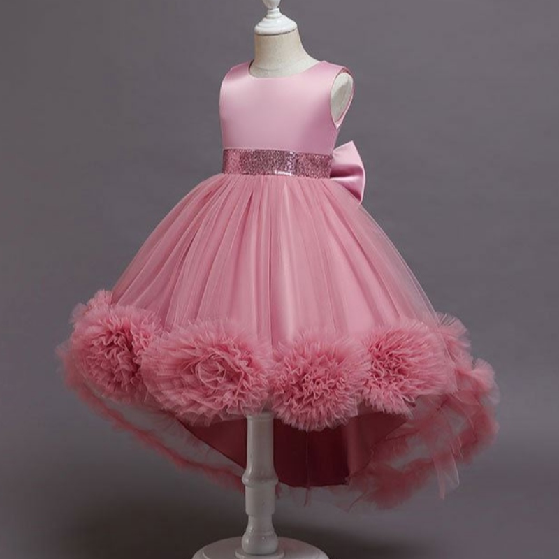 Baige kleine grote meisjes bloem bruiloft trein tutu jurk formele optocht feest prinses prom ball jurk