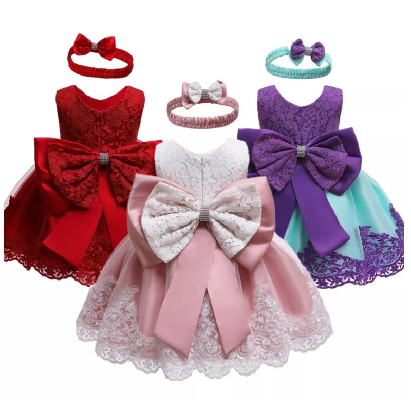 Amazon Hot Sale Kids Prinses Jurk Bow Lace Jurk Jurk Jurk Zoete feestjurk