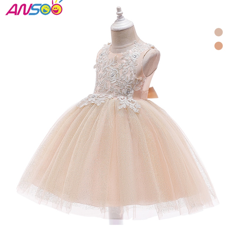 Anoo New Fashion Wedding Party Princess Toddler Baby Girls Kleding Kids Baby Girl -jurken