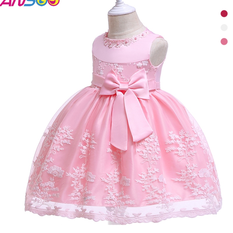 Anoo Princess Flower Girl Dress Summer Tutu bruiloft Verjaardagsfeestjes Kinderjurken voor meisjes