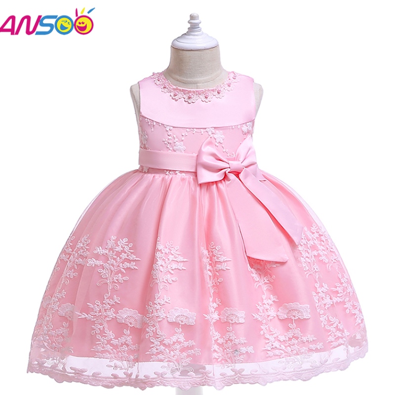 Anoo Princess Flower Girl Dress Summer Tutu bruiloft Verjaardagsfeestjes Kinderjurken voor meisjes