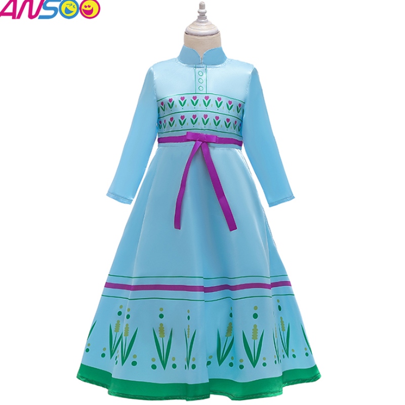 Anoo Anna Princess Costumes For Kids Halloween Christmas Party Cosplay Snow Queen Girls Prom Gown