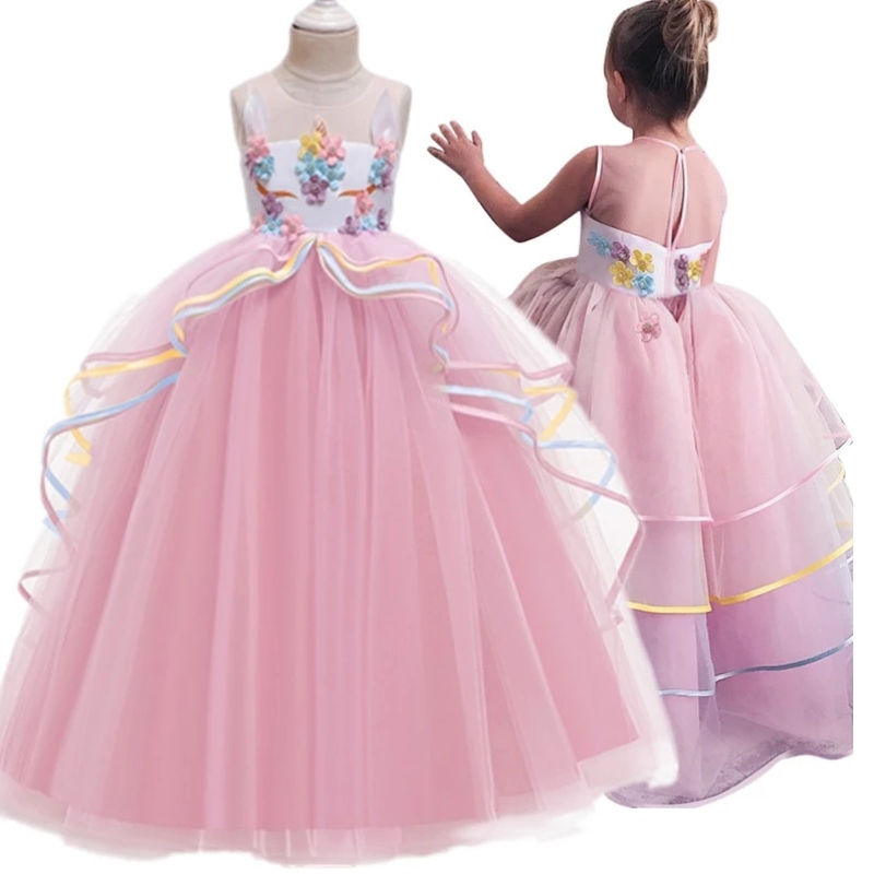 Fancy Girl Halloween Unicorn Party Long Dress Princess Girls kostuum voor kinderkleding Baby Girl Frocks Kinder kleding