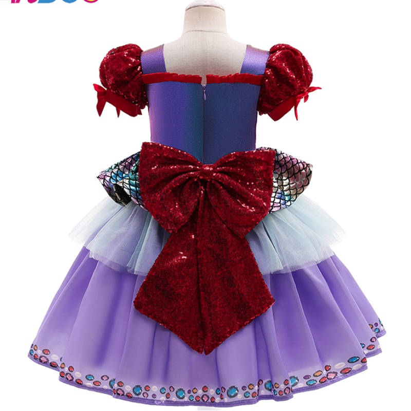 ANOO AMZDREMS ​​2022 Nieuwe fabriek Kinderfeest Verjaardagskleding Princess Mermaid Girl Purple Tutu -jurk met hoofdband zeemeerminjurk