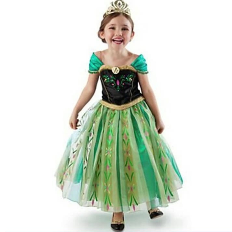 Anna Princess Girls Green Dress Children \\'s prestatiekostuum met een vol accessoires voor volwassen feest