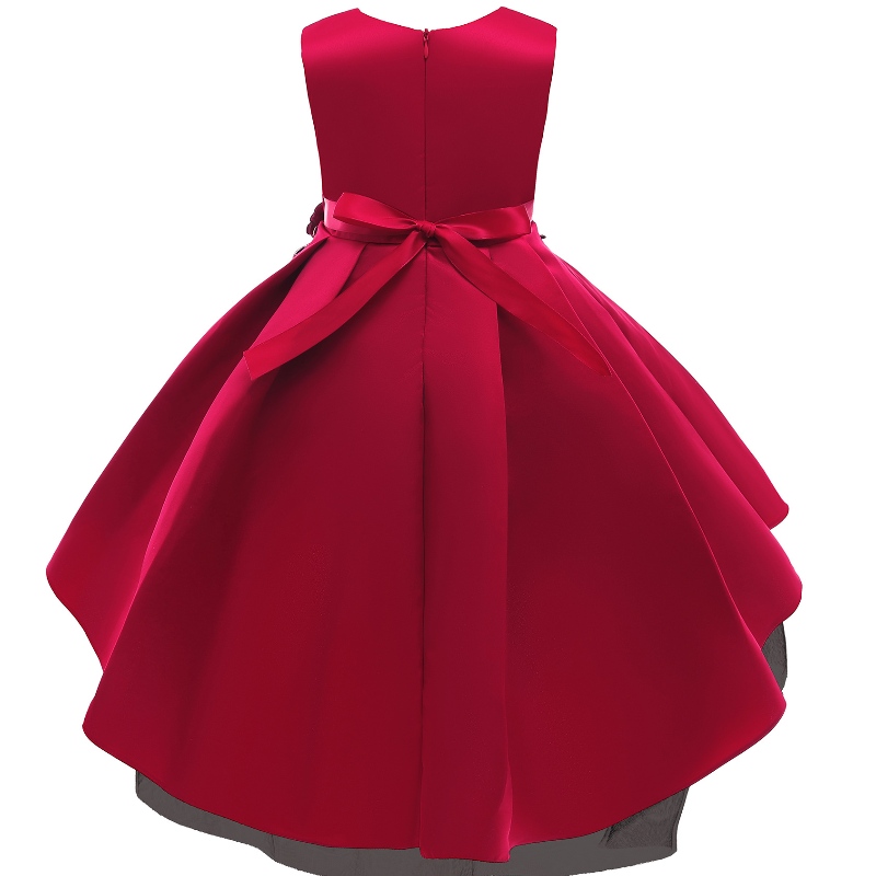 Kinderen zijn vestjurk Red Flower Princess Dress Girl Fishtail Dress voor piano -uitvoering