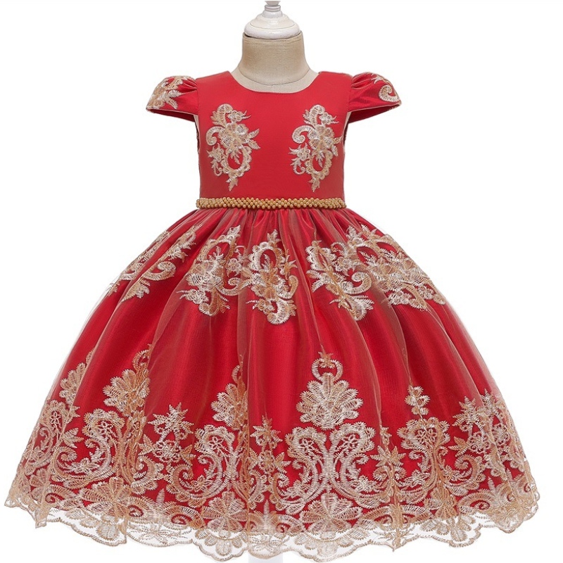 Amazon Hot Sale Baby Princess Dress Gold Lace Dress voor 1-3 jaar oude baby