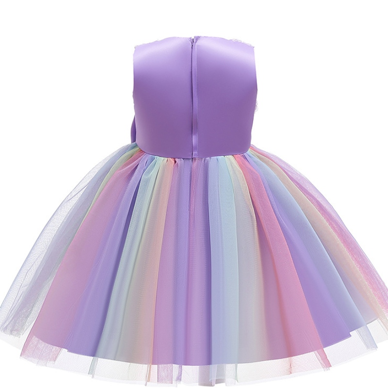 Mouwloze boogkleding bloemenmeisje bloemenjurk regenboog tutu feestjurk optocht jurk