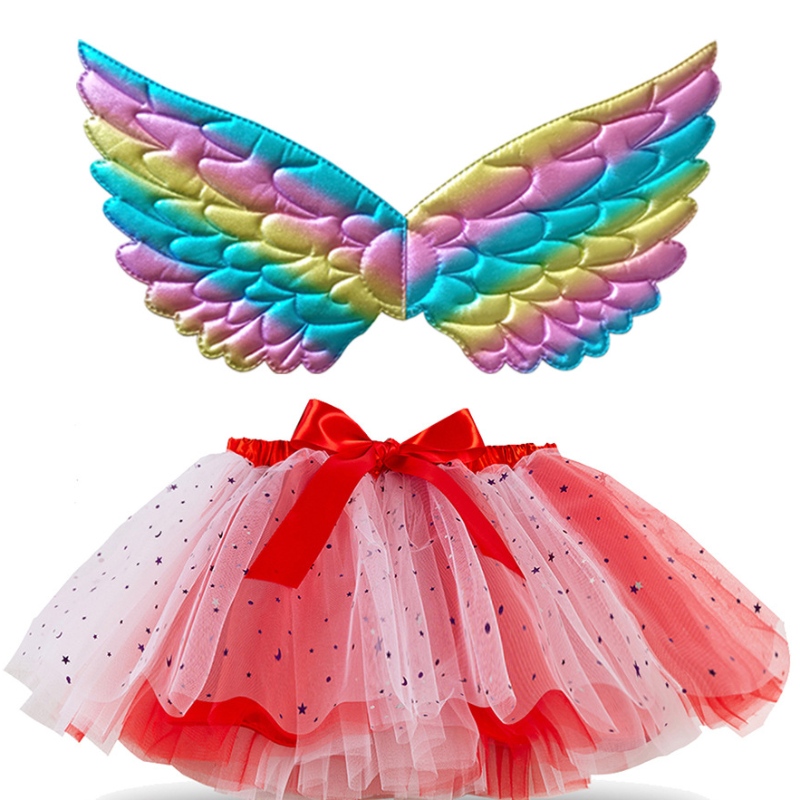 Meisjes multicolor tutu rokken ballet verjaardagsfeestje tutu jurk meisjes \\ 'dansrokken voor prinses kostuum met vleugels