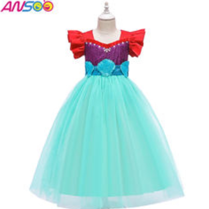 ANOO 2021 OEM/ODM Girl Mermaid Jurk Verjaardagsfeestje Draag Flower Girl Princess -jurken