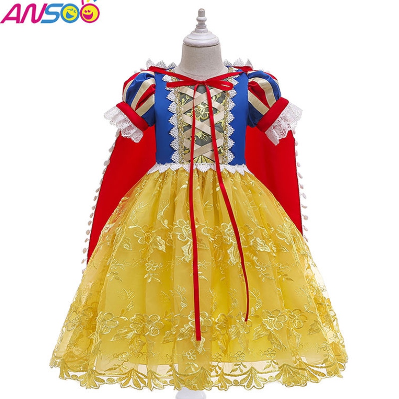 Anoo 2022 Fancy Girl Princess Dress Jurk Halloween en Kerst Sneeuw Witte cosplay Fancy Dress