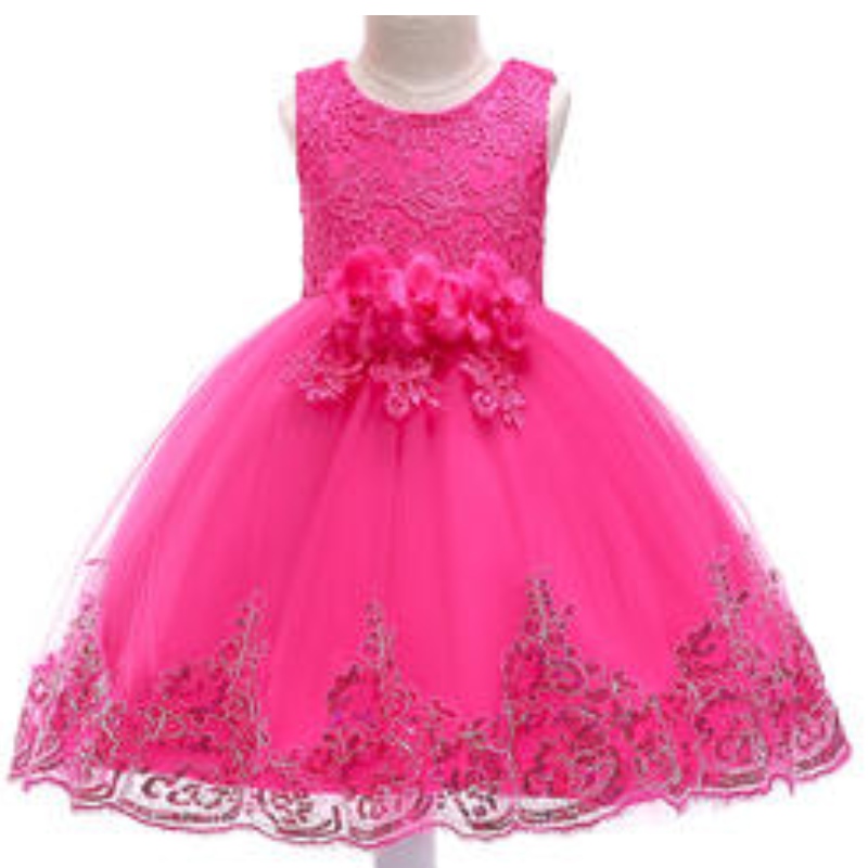 Baby Girl Flower Pargin Mesh Princess Dress Infant Girl Party Dance Dress