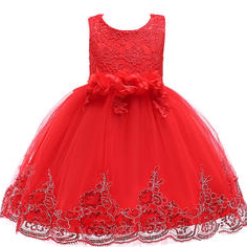 Baby Girl Flower Pargin Mesh Princess Dress Infant Girl Party Dance Dress