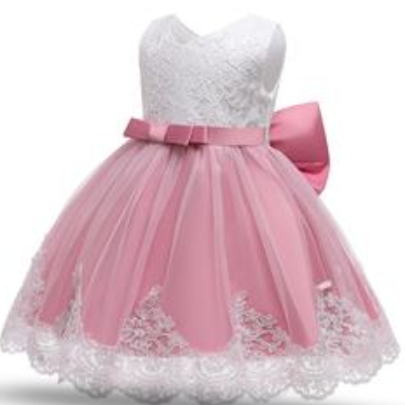 Babymeisjes pluizige boog knoop prinses jurk peuter kinderen verjaardag tule stoffen feestvestidos kinderen casual kleding slijtage