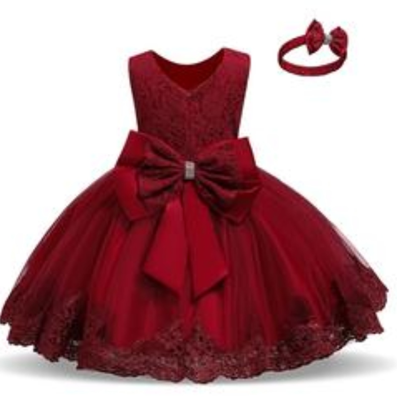 Babymeisjes pluizige boog knoop prinses jurk peuter kinderen verjaardag tule stoffen feestvestidos kinderen casual kleding slijtage