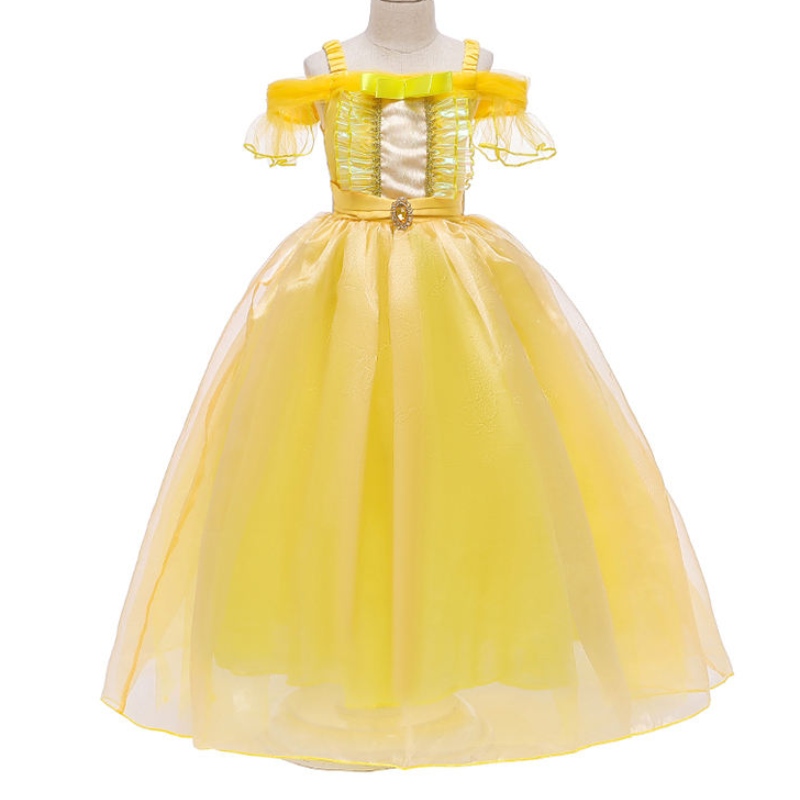 Ansoo Beauty and the Beast Belle Princess Summer Dress Kids Girl Party Jurk Kerstmiskostuum Baby Princess Dress