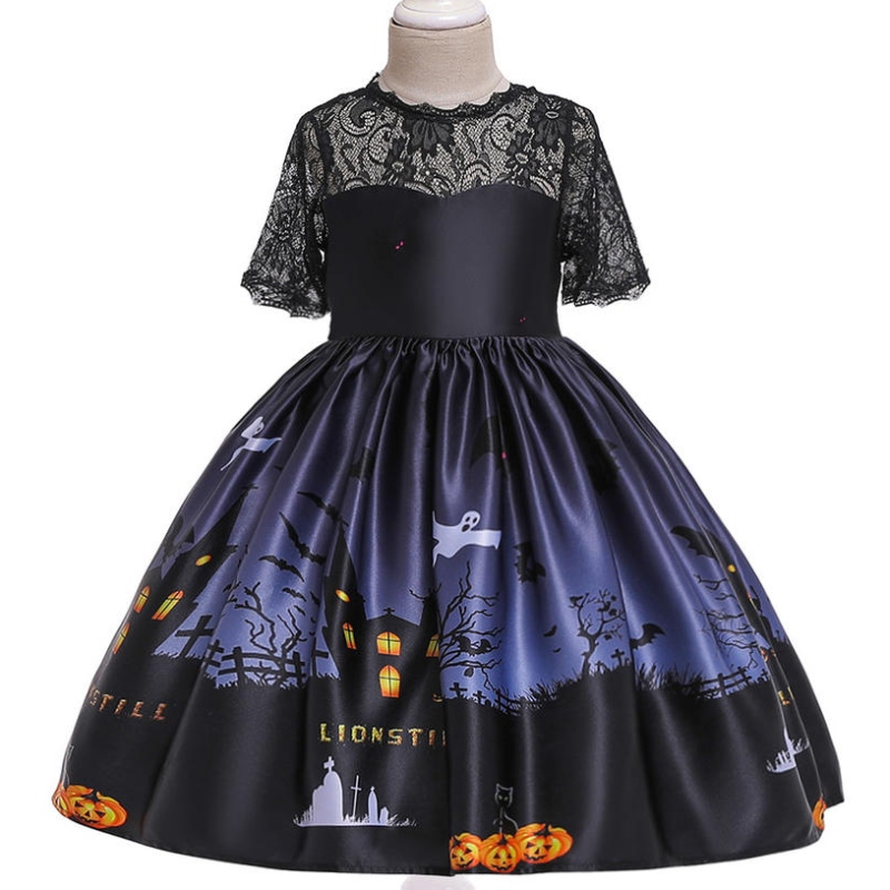 Meisjes Halloween -jurken heksen tutu kostuum kinderen feest kleding meisje prinses jurk kinderen pompoen bedrukt Halloween -kostuum