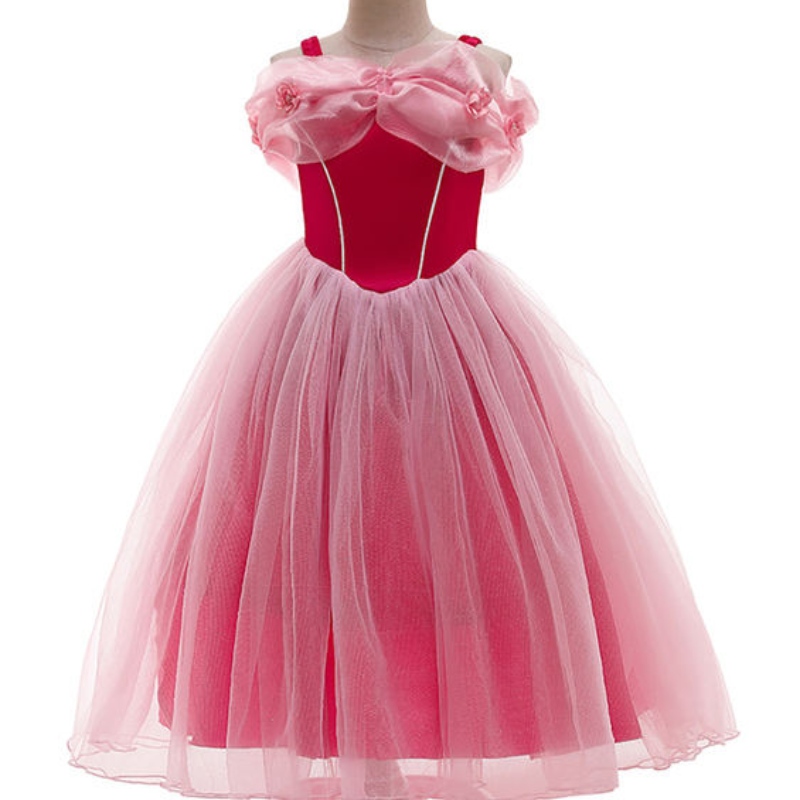 Sleeping Beauty kostuum voor meisjes uit schouder zomer Aurora jurk kind Fairy Mesh Tutu Frock Halloween Princess Cosplay