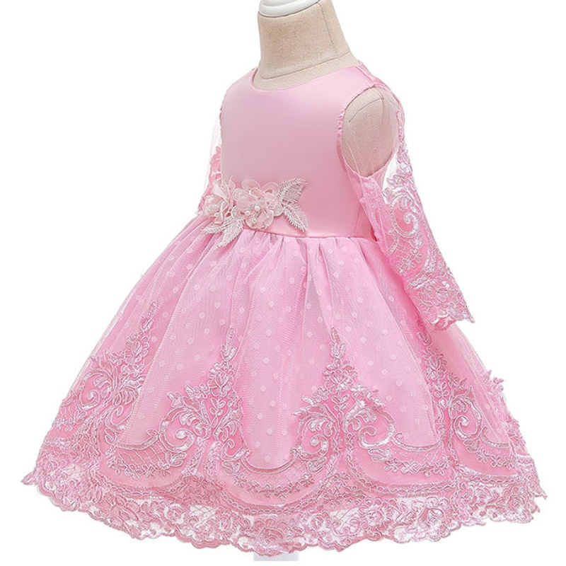 ANOO 2022 Nieuwe stijl Summer Little Girls Prinses Mouwloos Long Lace Back Big Bow Puff Puff Party Jurk Kostuum voor 2-13 jaar meisje