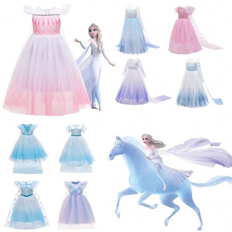 Goedkope prijs prinses Anna Princess Elsa Snow Queen Girl Party Dress Kids Halloween Cosplay Kostuum BX1693/BX1697