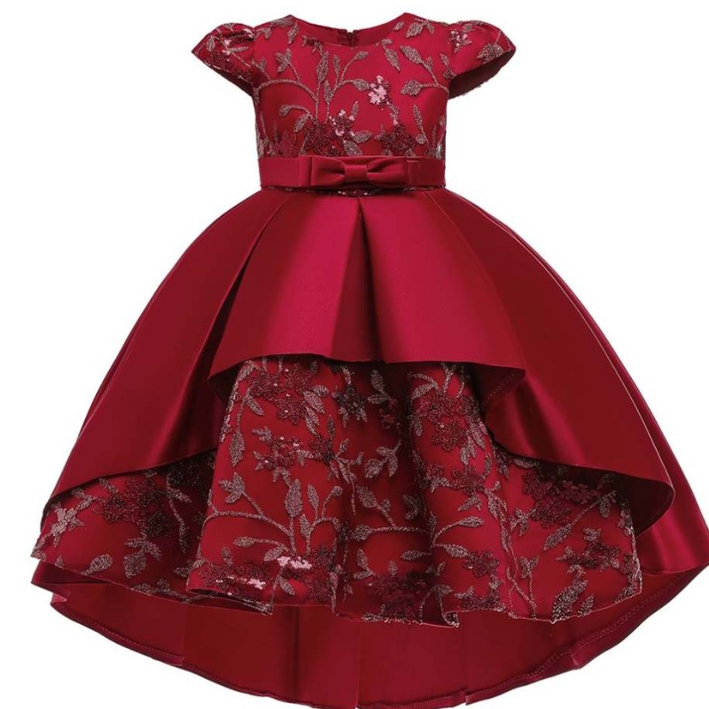 Baigenieuwjaar Frock Kids Party Wear Long Tail Kid Flower Girl Western Party Formele verjaardagsjurk