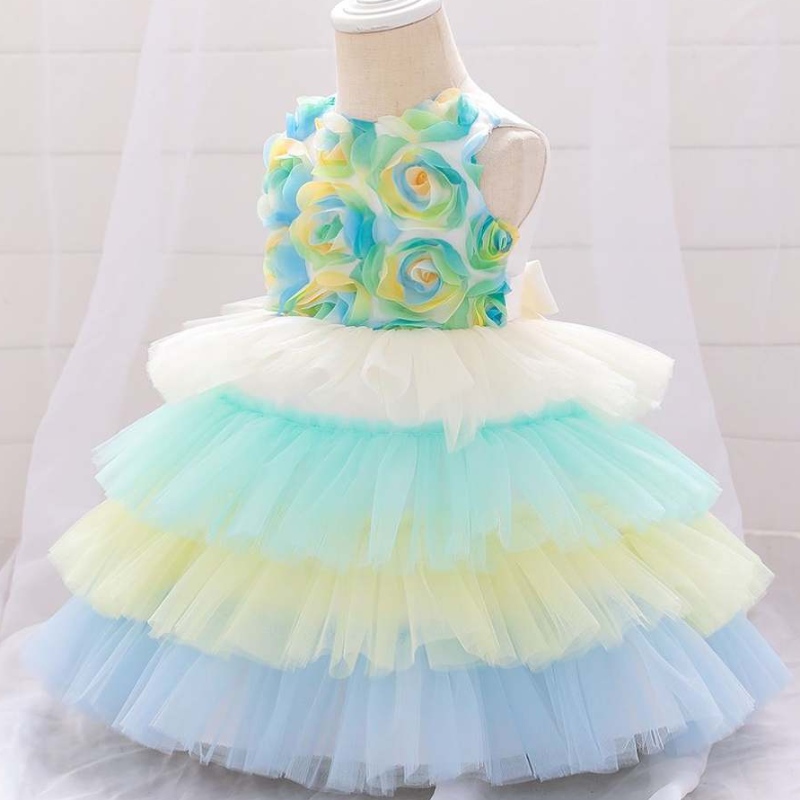 2020 Bloem Pasgeboren Baby Doop Frock First Communion Jurk Cake Tutu Princess -jurken