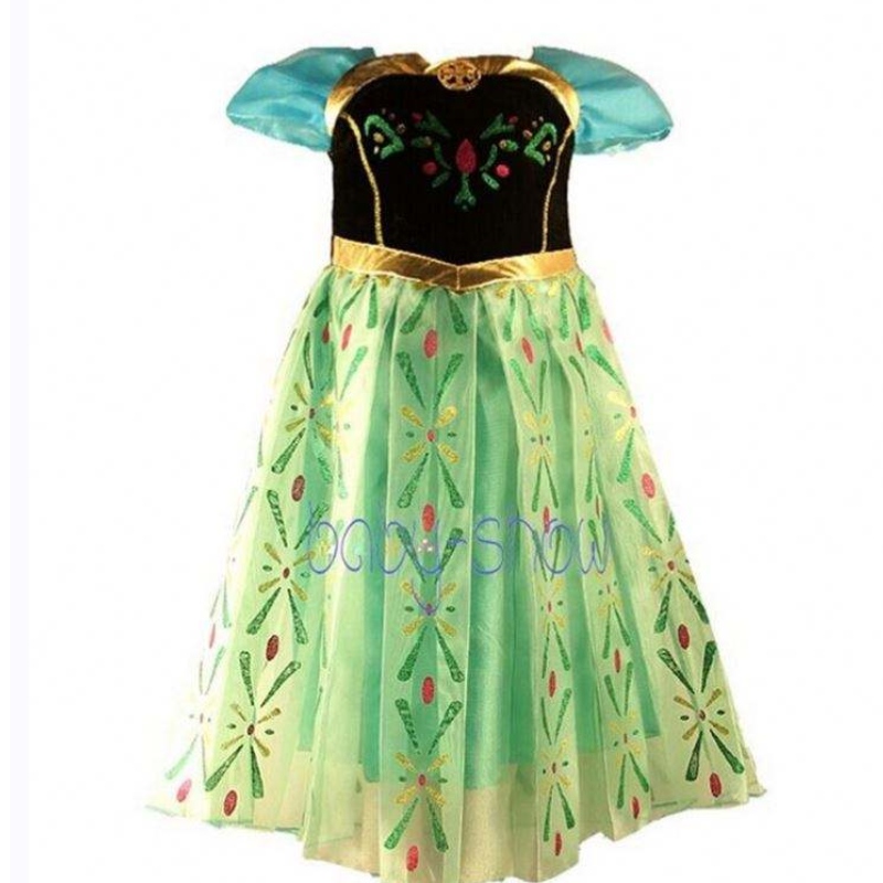 Baige hete verkoopjurk Fancy Baby Frocks Elsa kostuum meisjes cosplay kostuum feestjurk voor kinderen 3-8 jaar