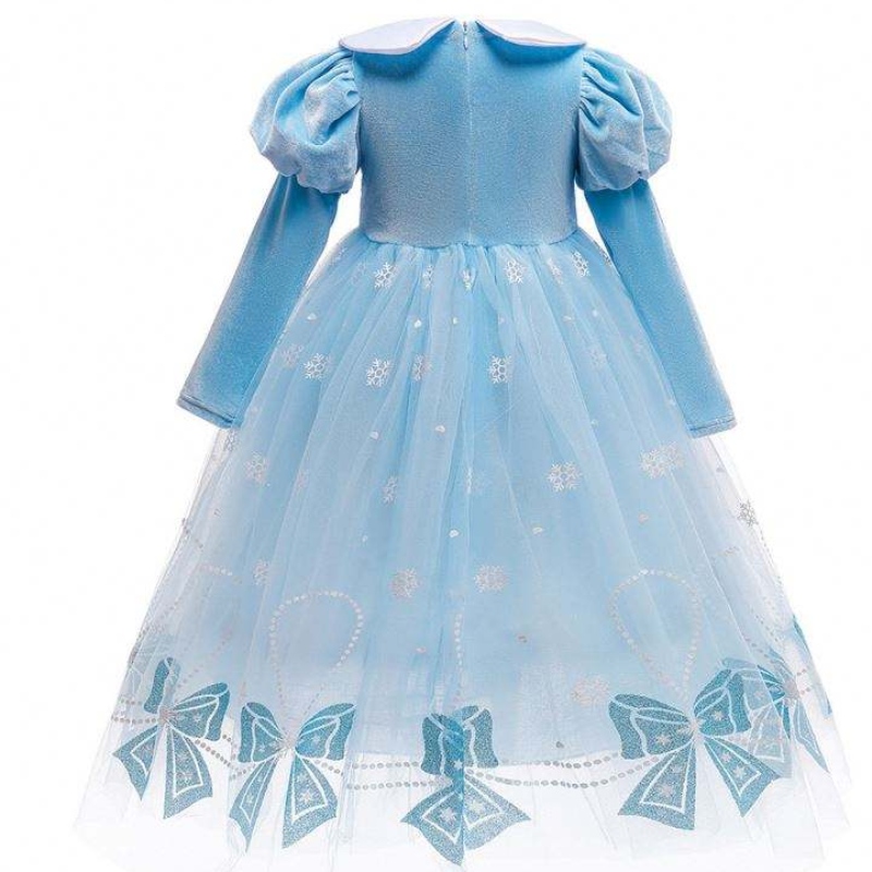 BX1763 Nieuwe herfst Lange mouwen Anna Elsa Princess Jurk Halloween Cosplay Kostuum Kids Flower Girl Dress