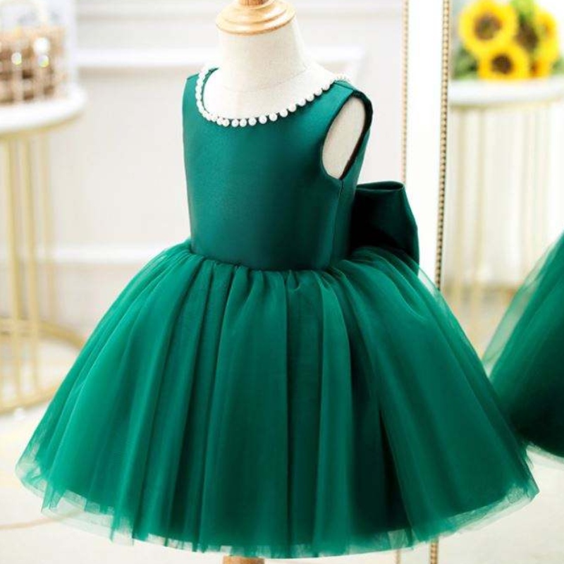 Baige Green Backless Girl Party Dress Kids First Communion Jurk prinses bruiloft baljurk dz007