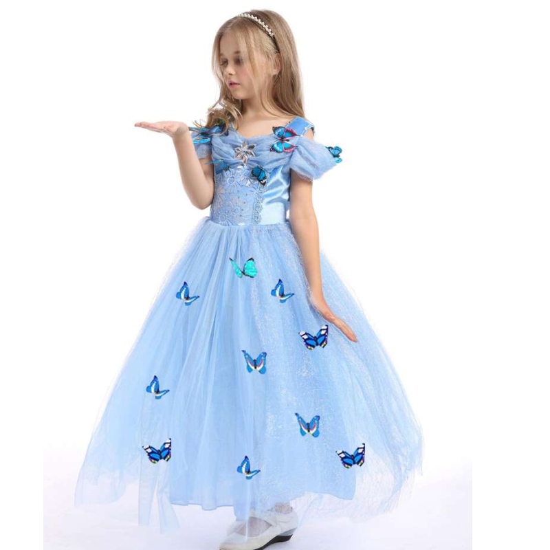 Baige bestseller Baby Girl Apparel Kids Cosplay Princess Elsa Anna Fashion Girl Kostuum Geksters Kinderen lange jurk